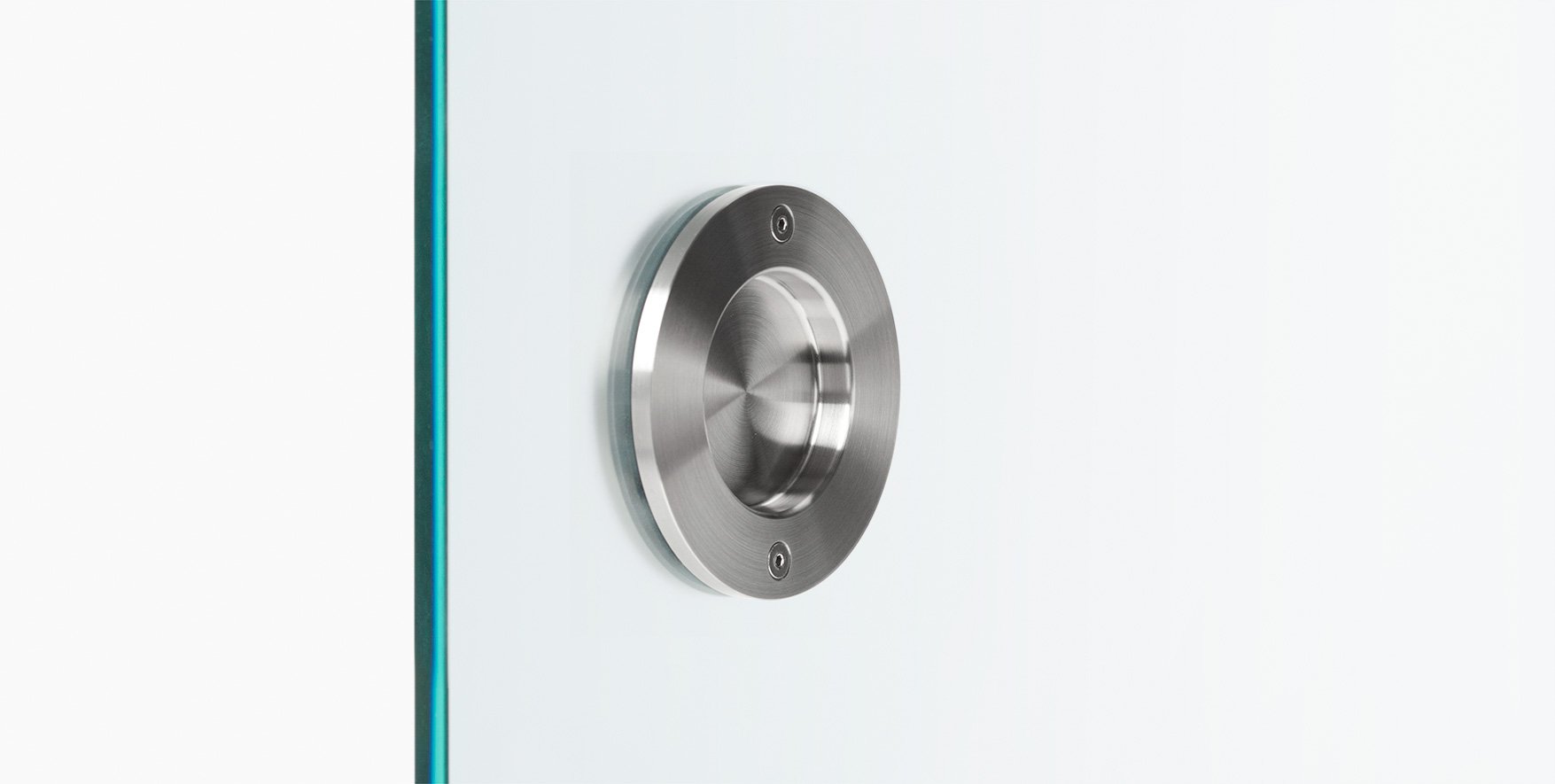 Ebba stainless steel circular recessed door handle pull.